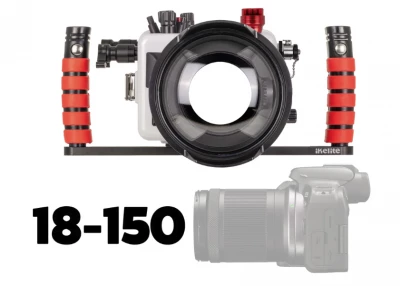 Bo�tier sous-marin 200DLM/D pour Canon EOS R10 avec objectif 18-150 mm [Mise � jour fibre optique]