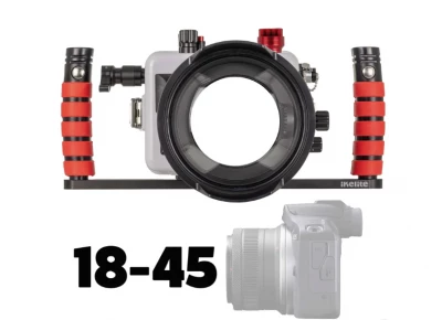 Bo�tier sous-marin 200DLM/D pour Canon EOS R100 avec objectifs 18-45 mm et 10-18 mm [Mise � jour fibre optique]