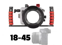 Bo&icirc;tier sous-marin 200DLM/D pour Canon EOS R100 avec objectifs 18-45 mm et 10-18 mm [Mise &agrave; jour fibre optique]