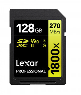 LEXAR PRO SD UHS-II 1800X 128GB CLASS 10 U3 (jusqu\'à 270MB/S en lecture)