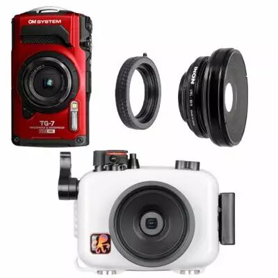 Pack TG-7 OM avec caisson Ikelite en monture � baionnettte et grand angle Inon UWL-95S