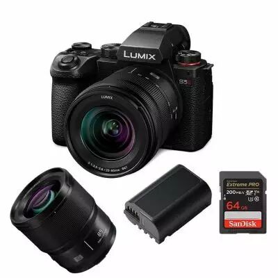 Panasonic Lumix DC-S5 II+ L 20-60 mm f/3,5-5,6 S + 2e batterie / Carte SD Extreme Pro 64GB + 85/1,8